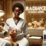 A serene client receiving a hydrating HydraFacial treatment, with a professional aesthetician gently guiding the device across her skin, illustrating the advanced skincare solutions offered at Radiance by Raytillia.